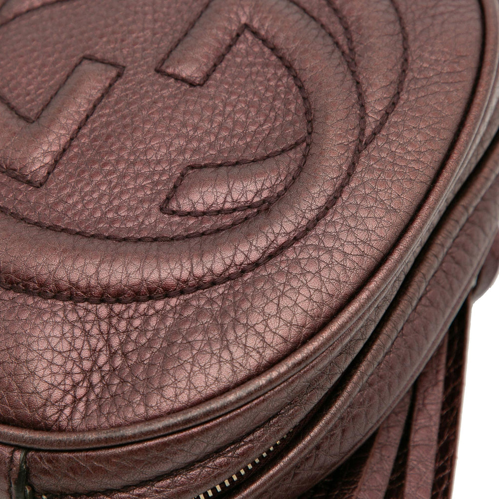 Gucci Mini Metallic Pebbled Calfskin Soho Chain Crossbody