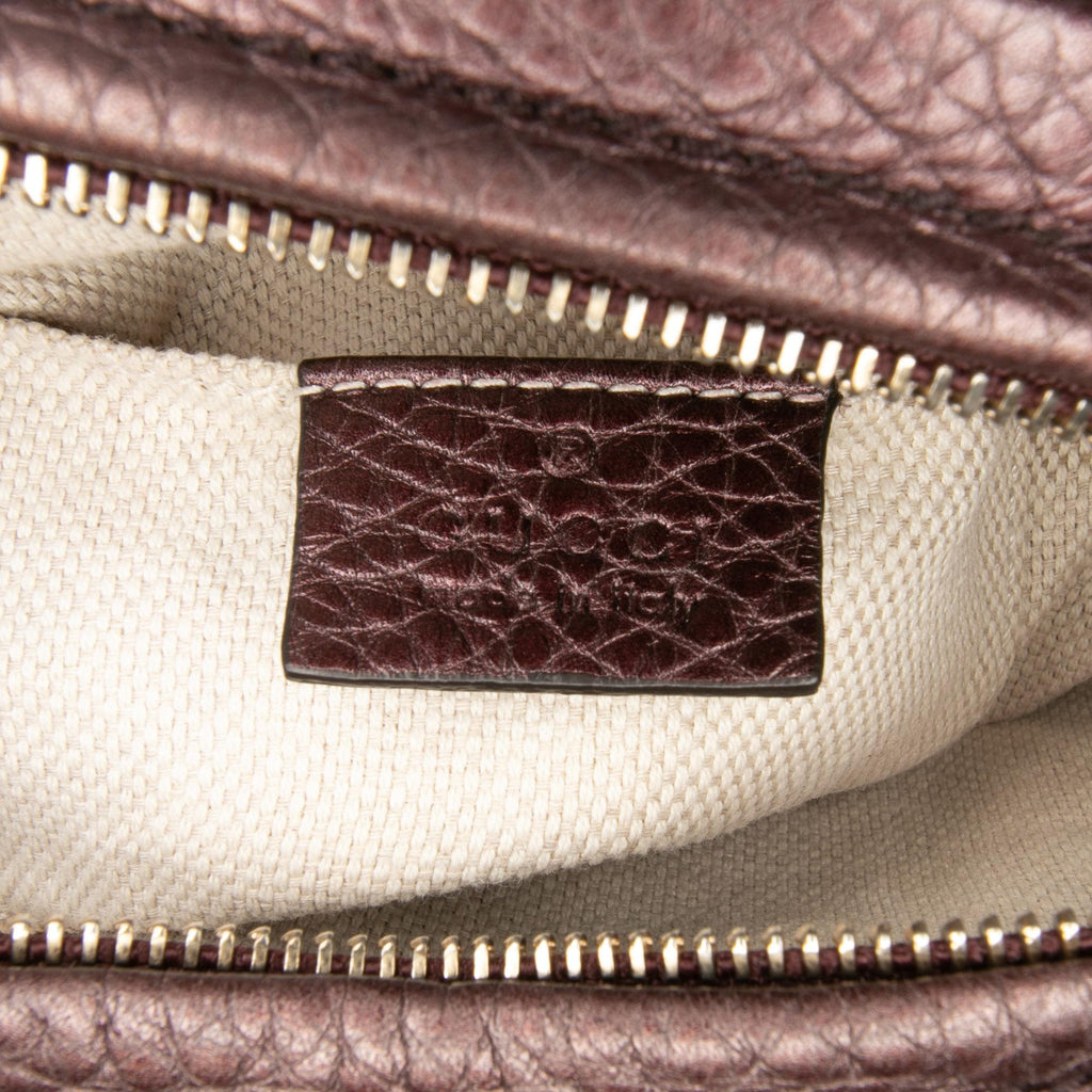 Gucci Mini Metallic Pebbled Calfskin Soho Chain Crossbody