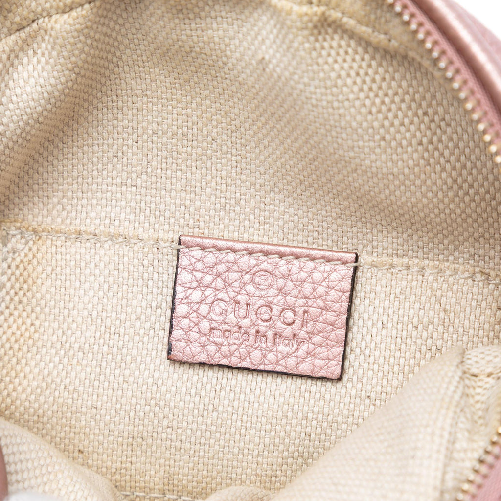 Gucci Mini Metallic Pebbled Calfskin Soho Chain Crossbody