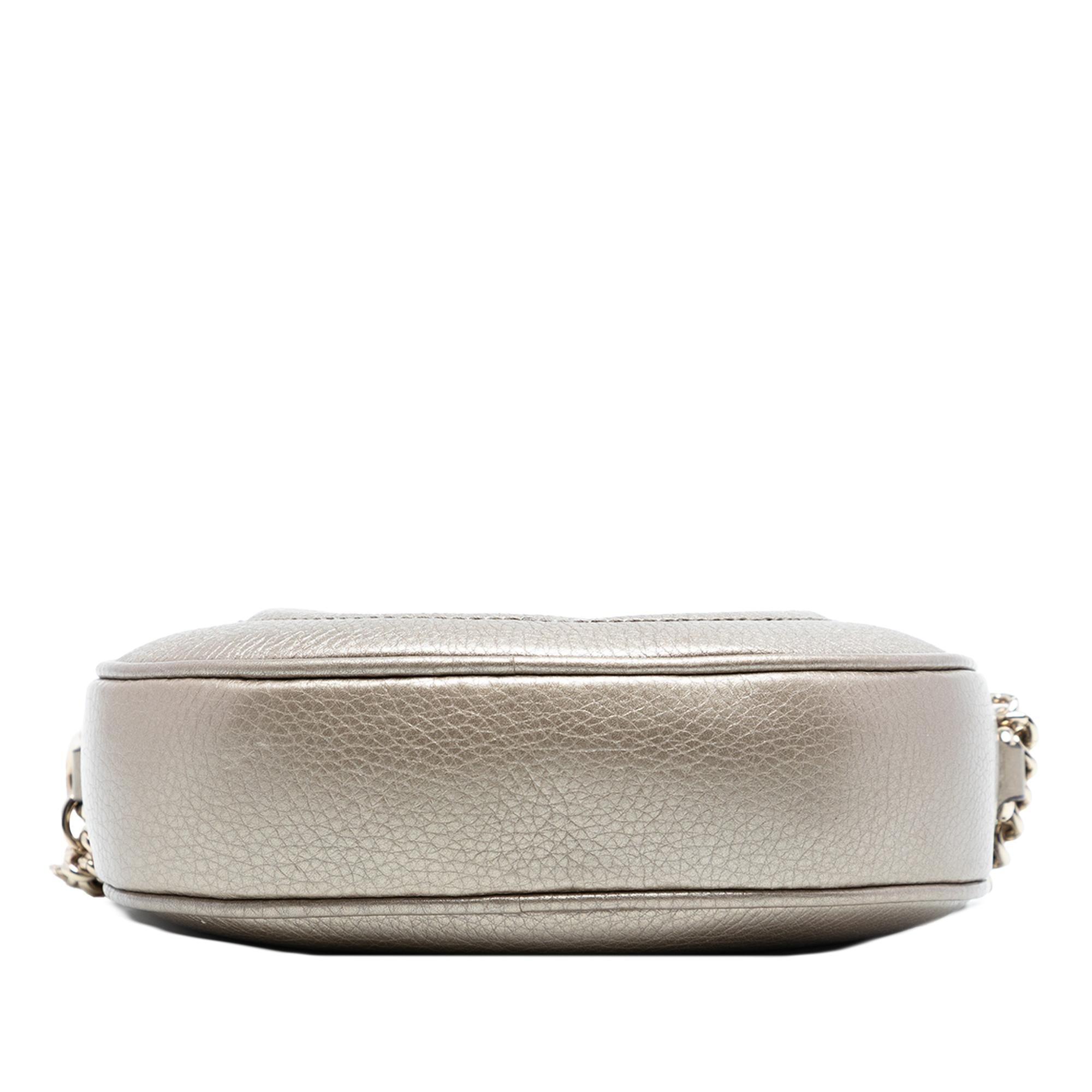 Gucci Mini Metallic Pebbled Calfskin Soho Chain Crossbody