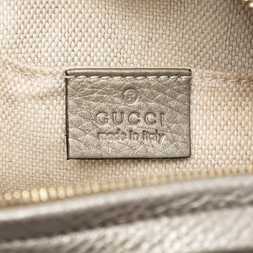 Gucci Mini Metallic Pebbled Calfskin Soho Chain Crossbody
