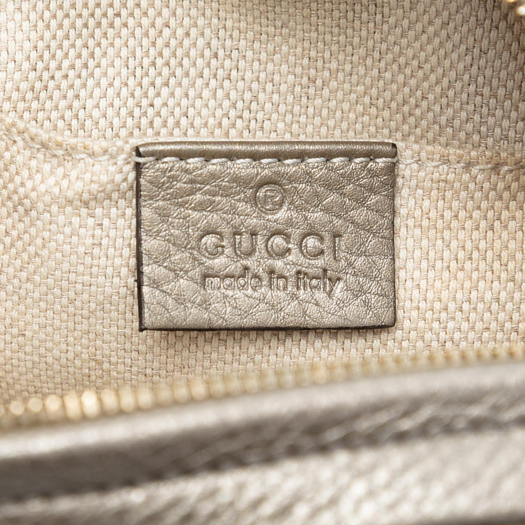 Gucci Mini Metallic Pebbled Calfskin Soho Chain Crossbody