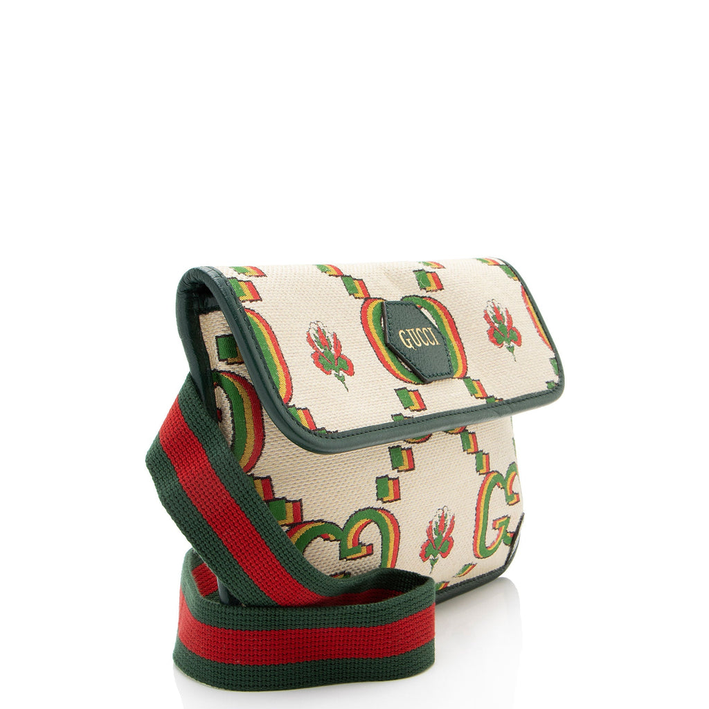 Gucci Jumbo GG Canvas Embroidered Floral Belt Bag