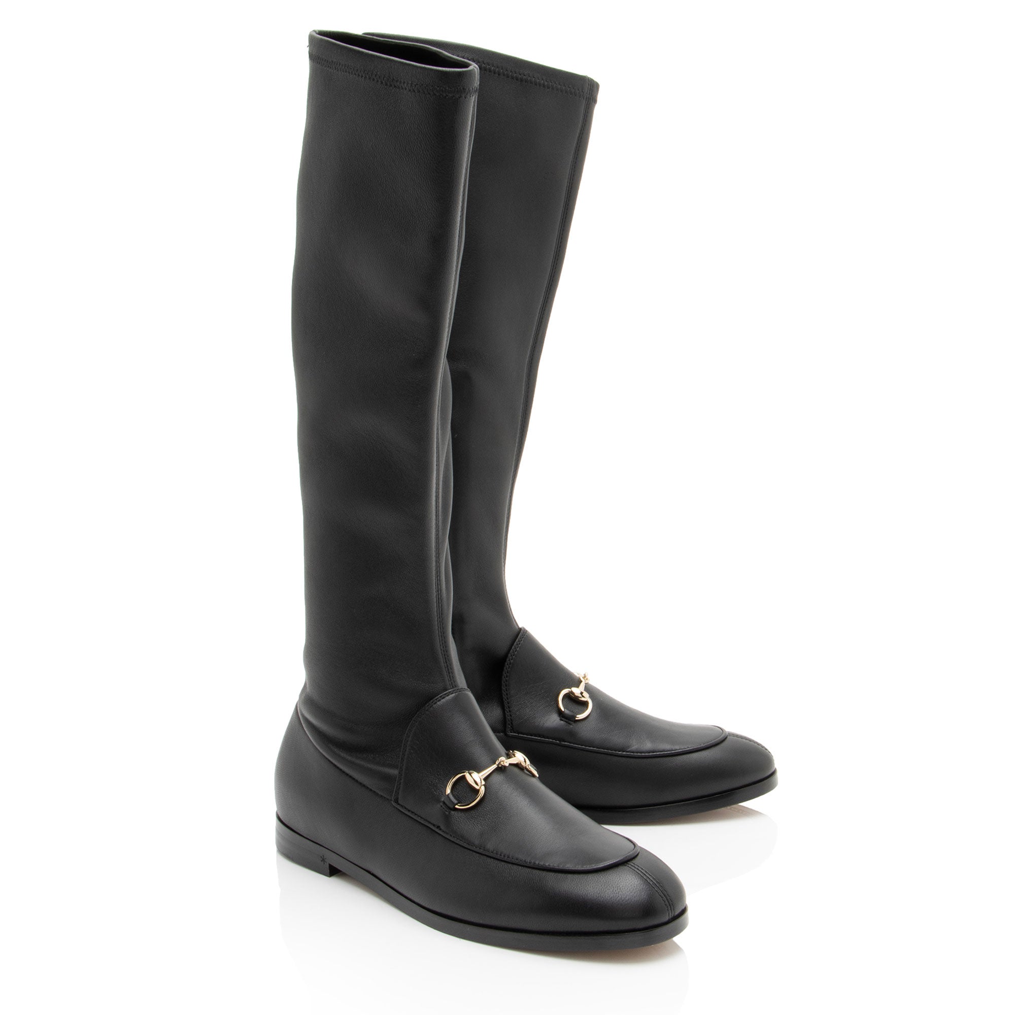 Gucci Nappa Leather Jordaan Knee High Boots - Size 7.5 / 37.5