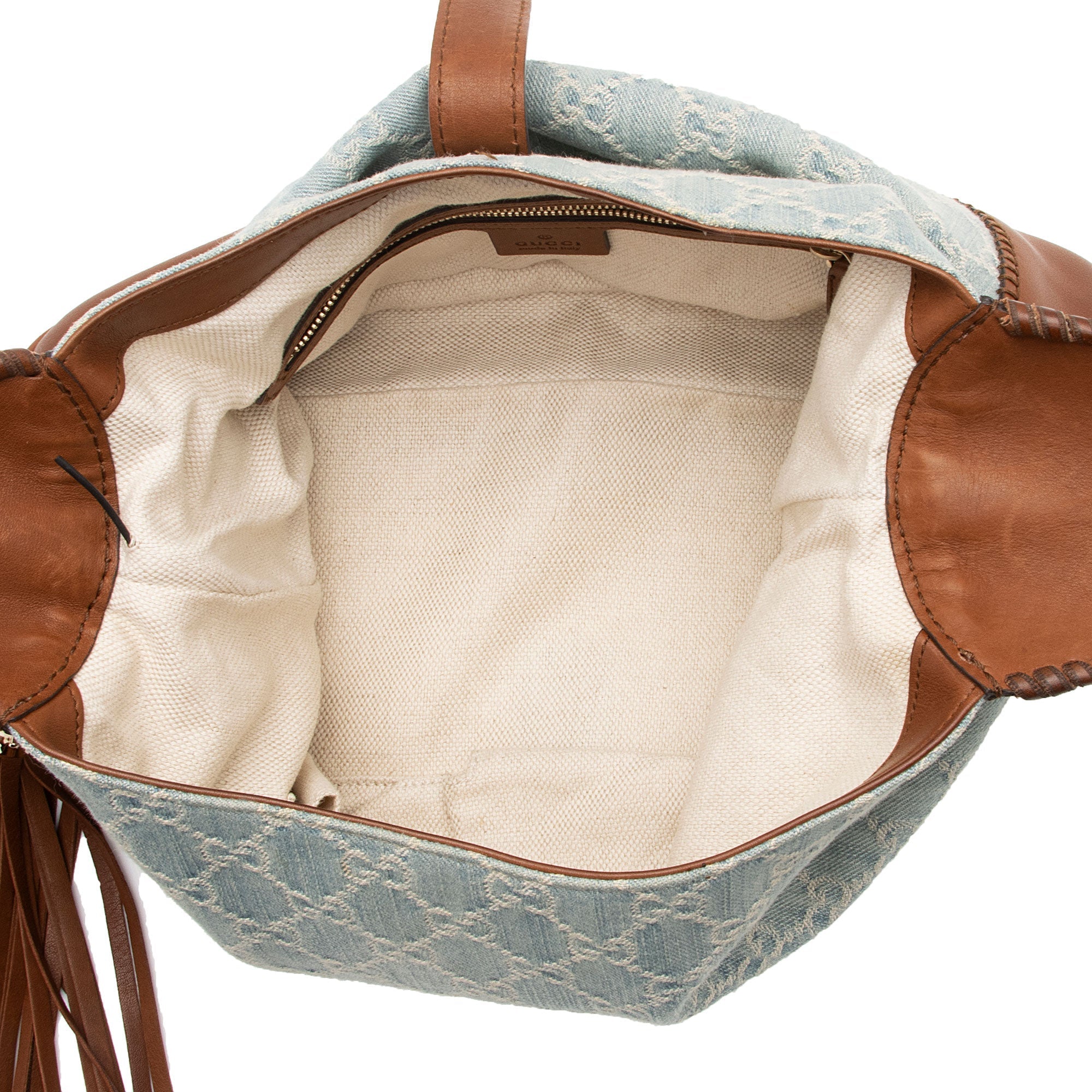 Gucci GG Denim New Jackie Medium Shoulder Bag (SHF-I4xdgI)