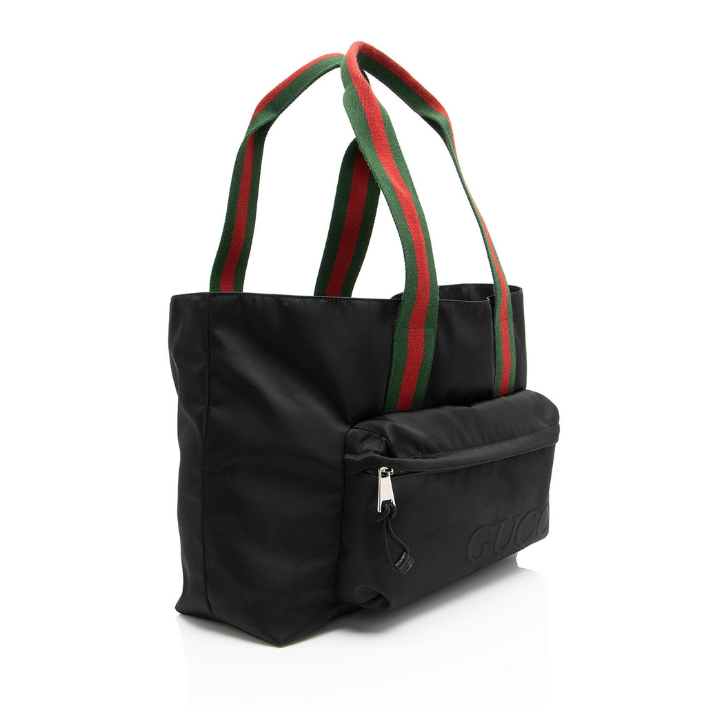 Gucci Nylon Embossed Web Large Tote