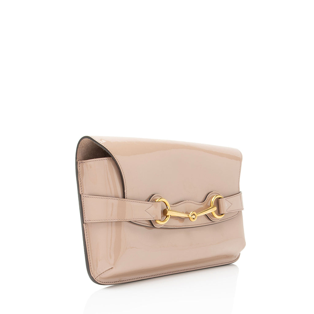 Gucci PatLBt Leather Bright Bit Clutch