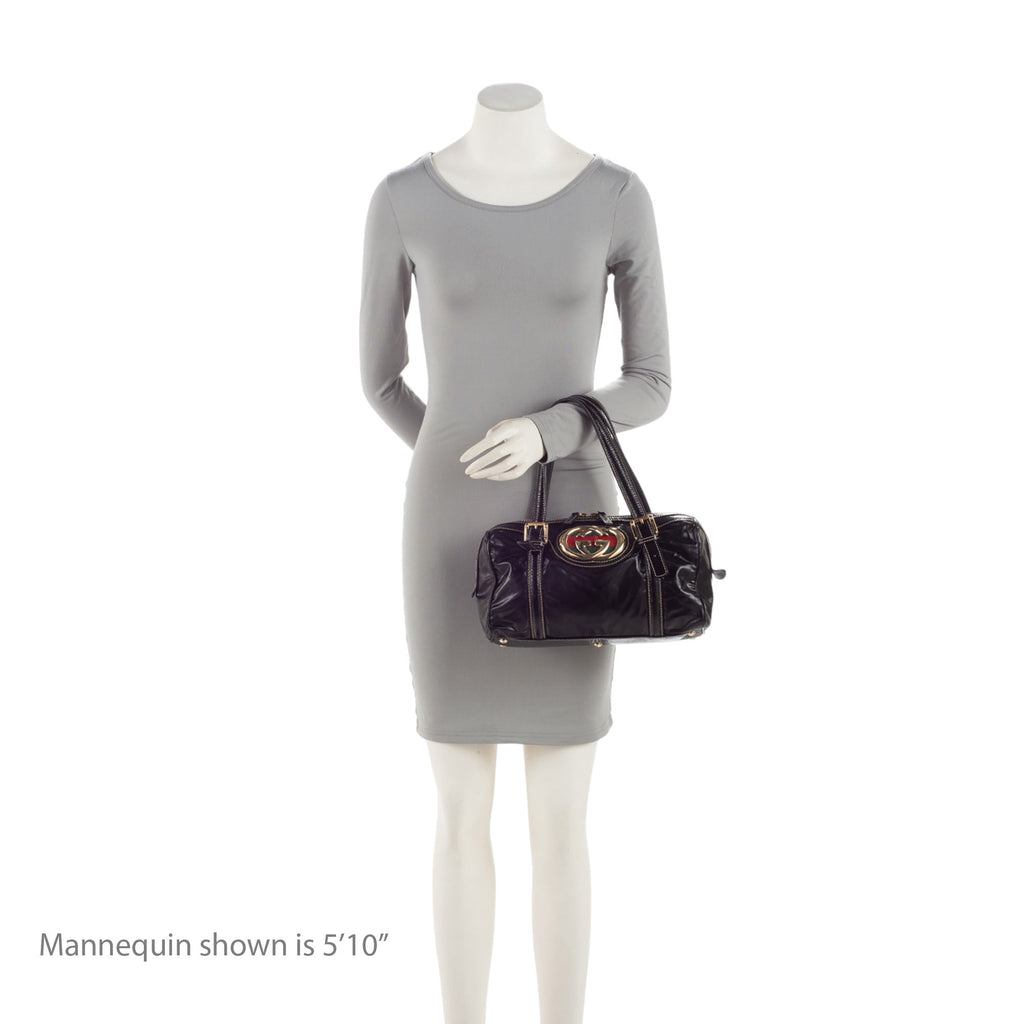 Gucci Patent Leather Britt Small Boston Bag