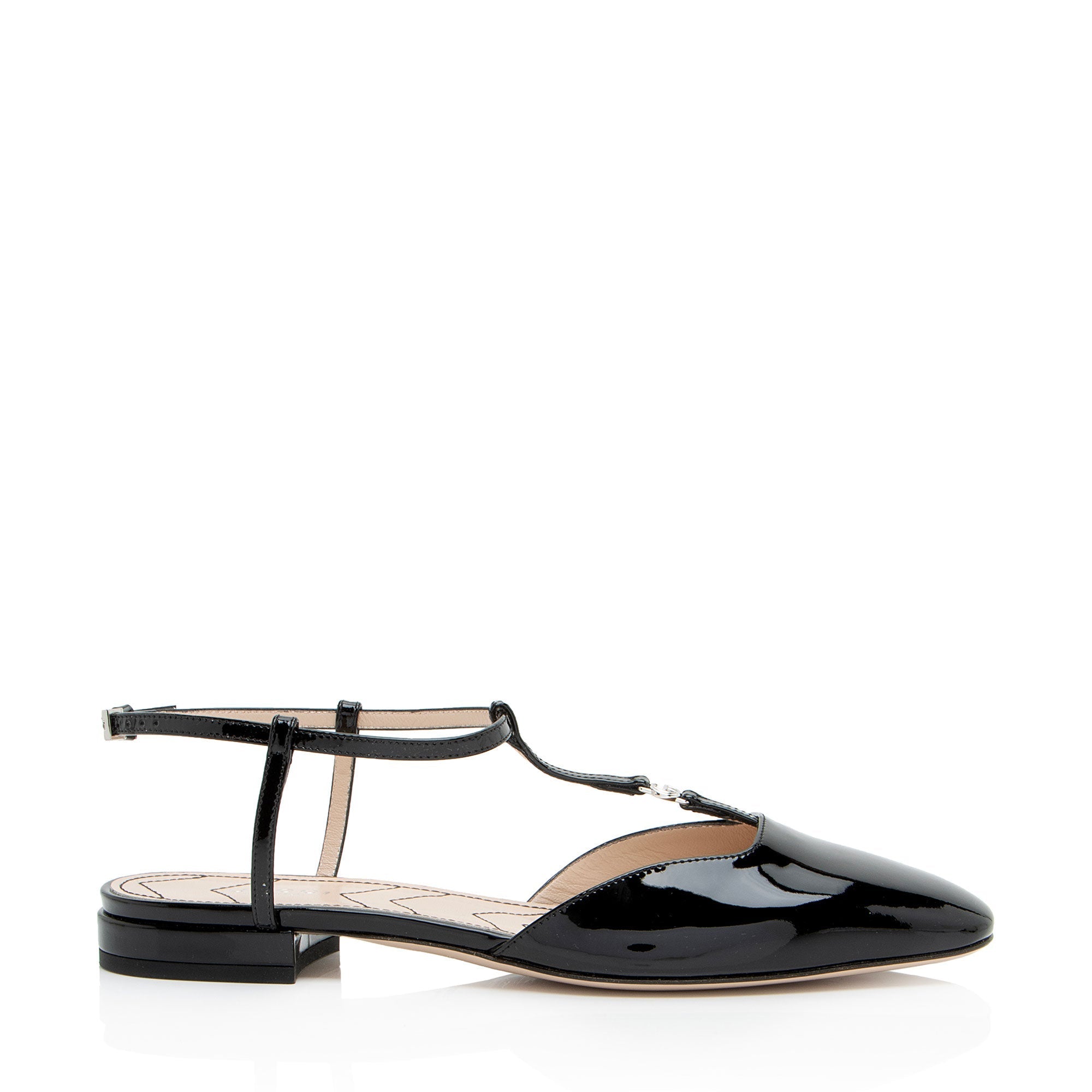 Gucci PatLBt Leather Double G Slingback Flats - Size 8 / 38