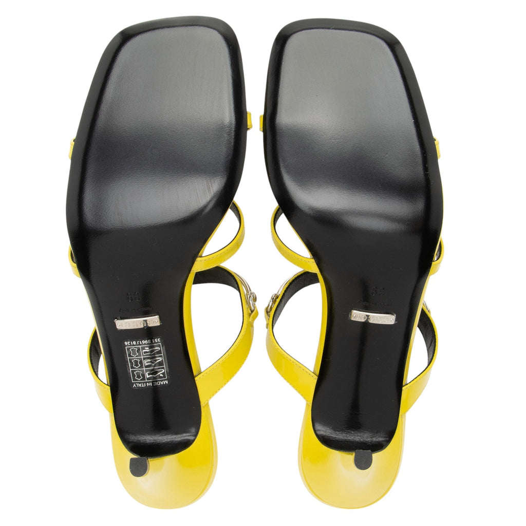 Gucci PatLBt Leather Horsebit Cutout Sandals - Size 9 / 39