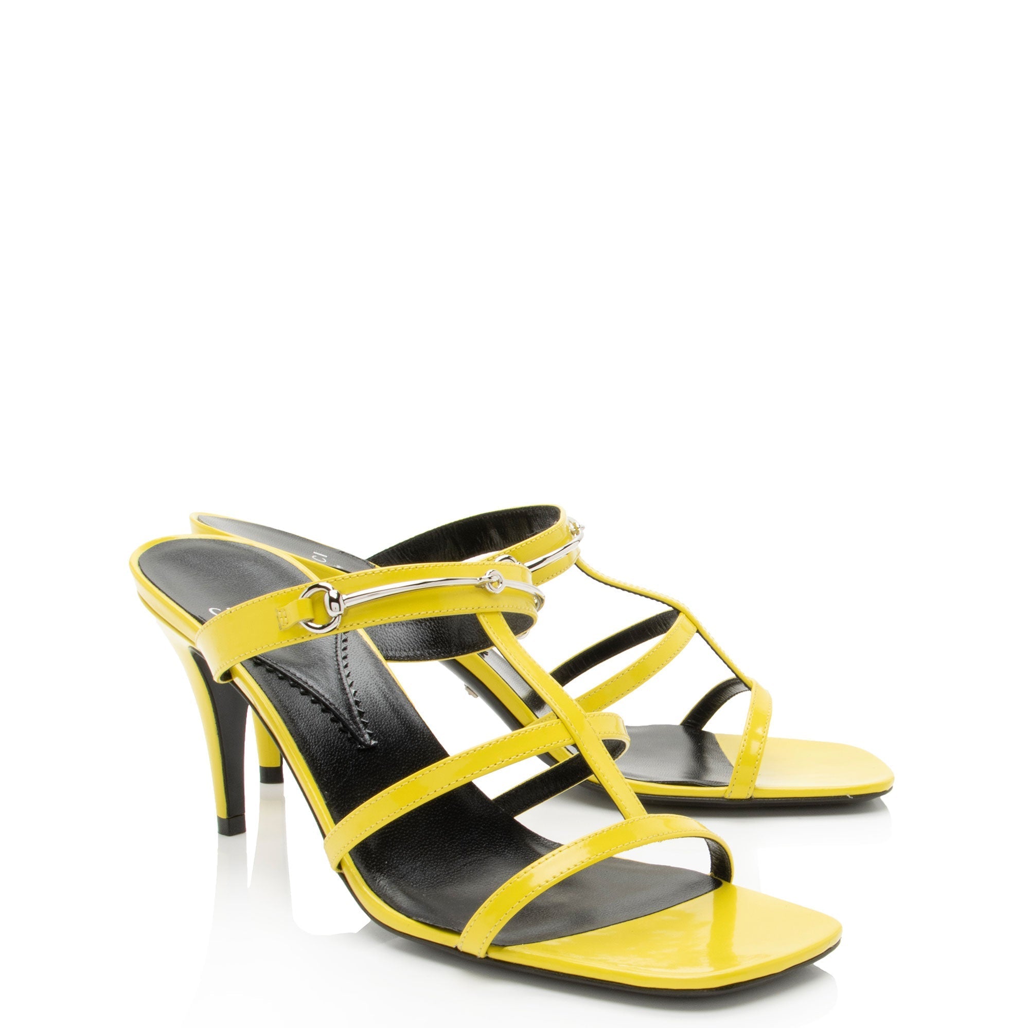 Gucci PatLBt Leather Horsebit Cutout Sandals - Size 9 / 39