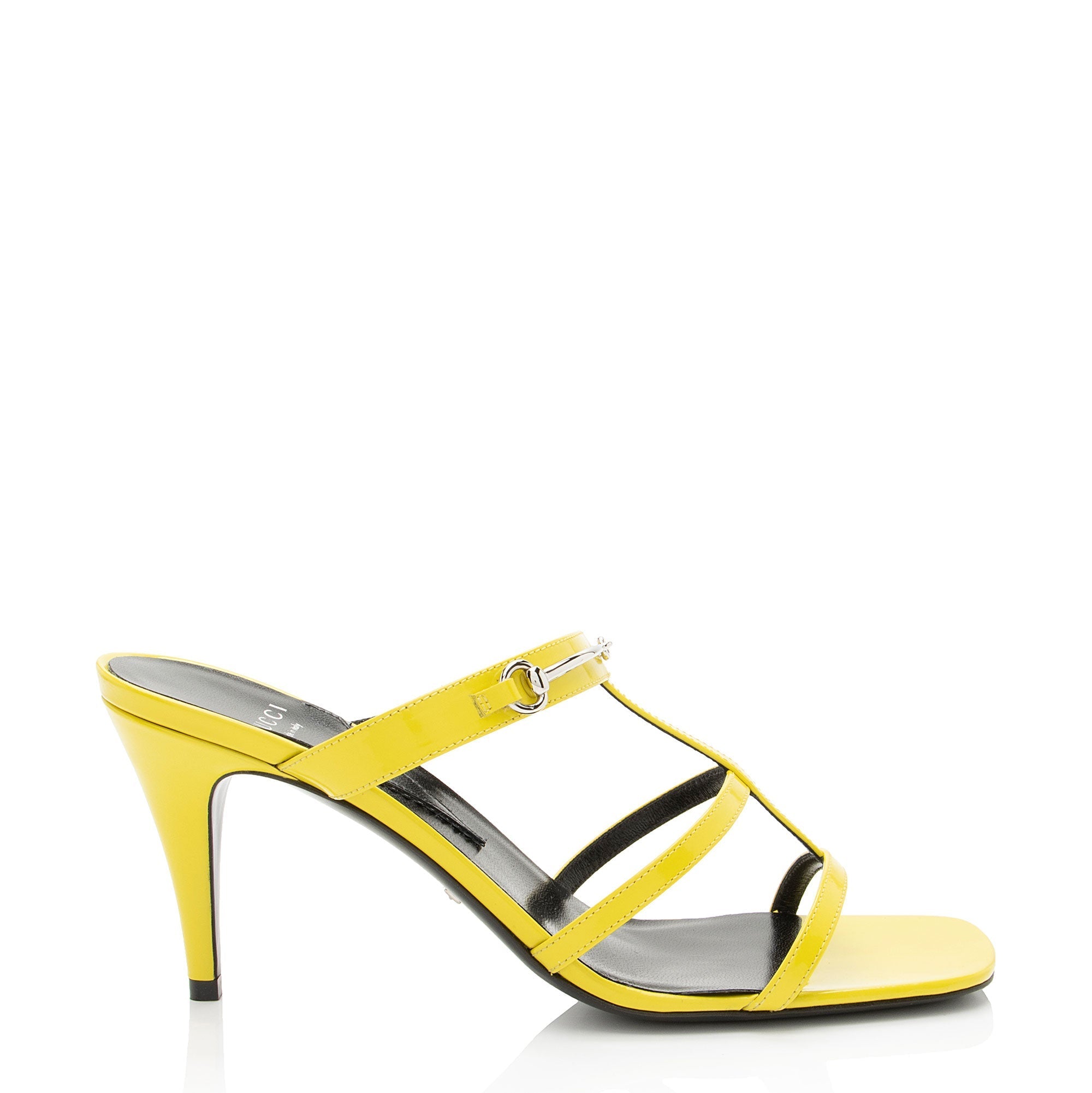 Gucci PatLBt Leather Horsebit Cutout Sandals - Size 9 / 39
