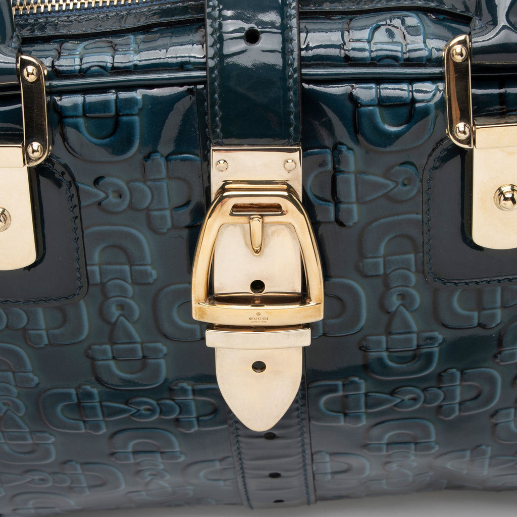 Gucci Embossed Horsebit Patent Leather Satchel