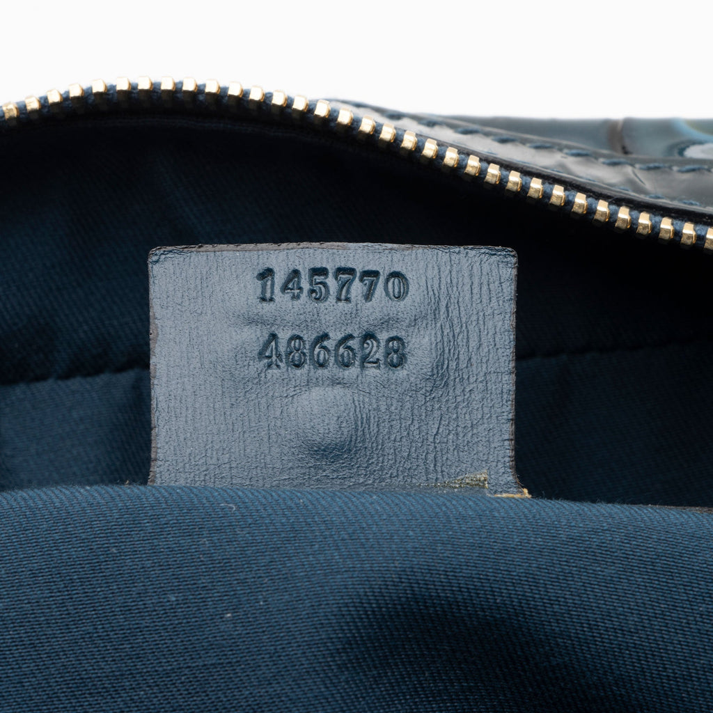 Gucci Embossed Horsebit Patent Leather Satchel