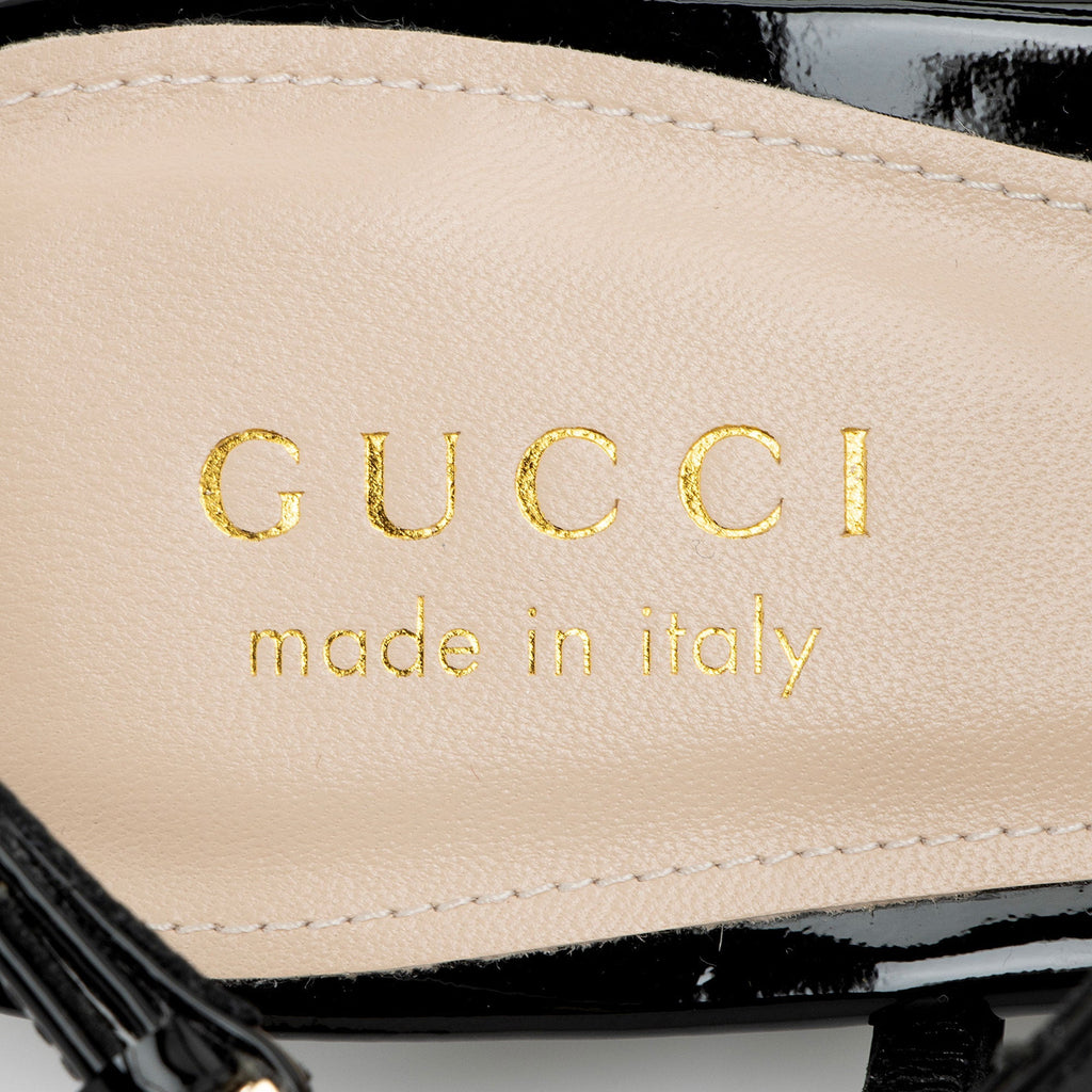 Gucci PatLBt Leather Signoria Thong Sandals - Size 6.5 / 36.5