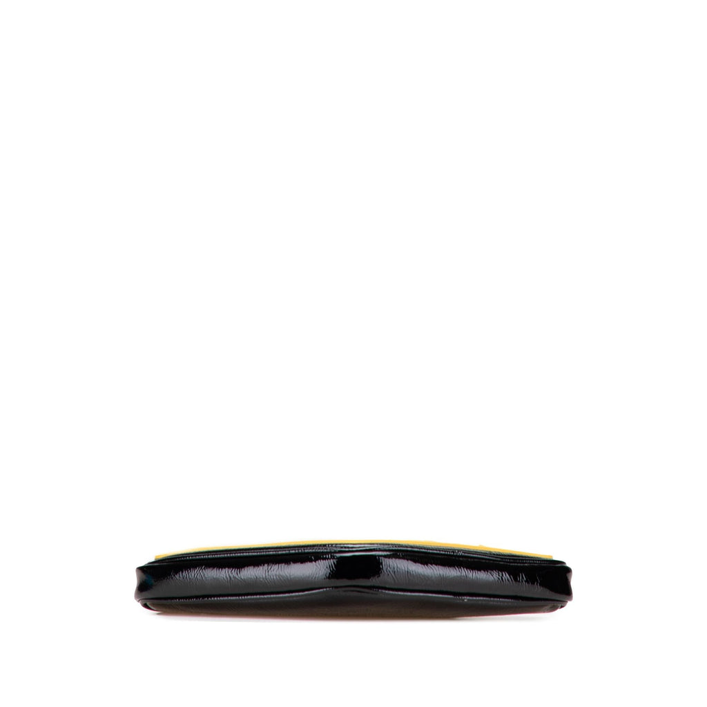 Gucci PatLBt and Rubber Game Patch Logo Wristlet Bag