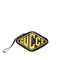 Gucci PatLBt and Rubber Game Patch Logo Wristlet Bag