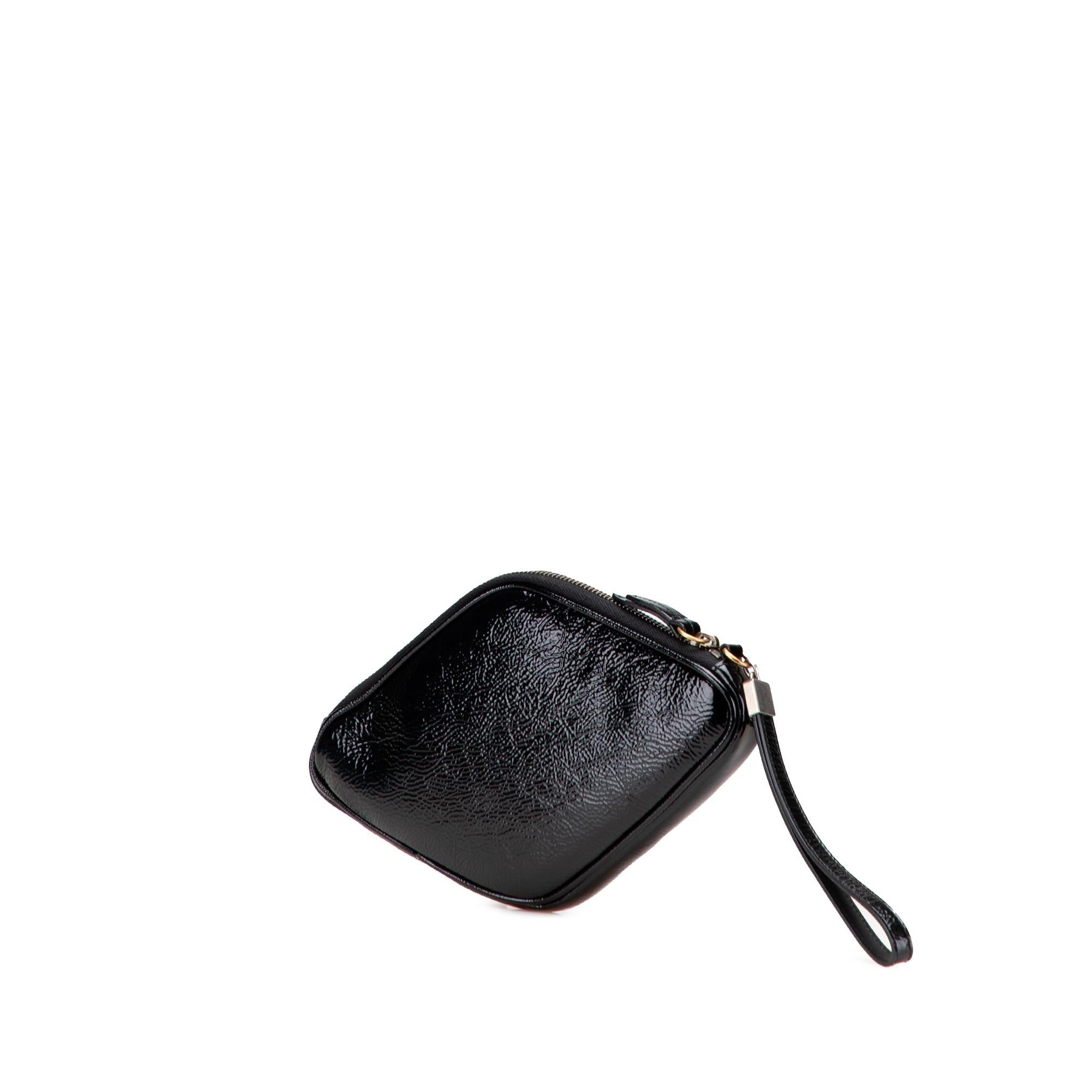 Gucci PatLBt and Rubber Game Patch Logo Wristlet Bag