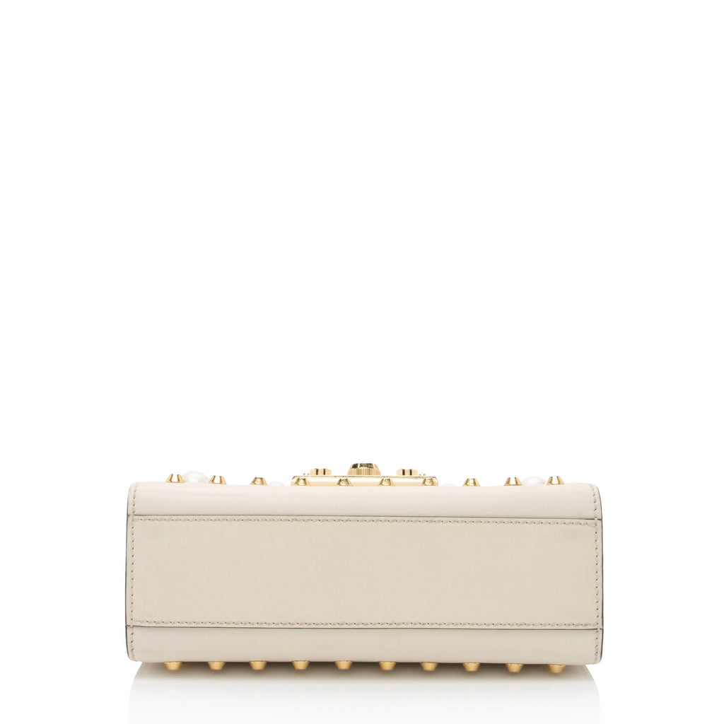 Gucci Pearl Embellished Leather Padlock Small Shoulder Bag (SHF-2JmpQy)