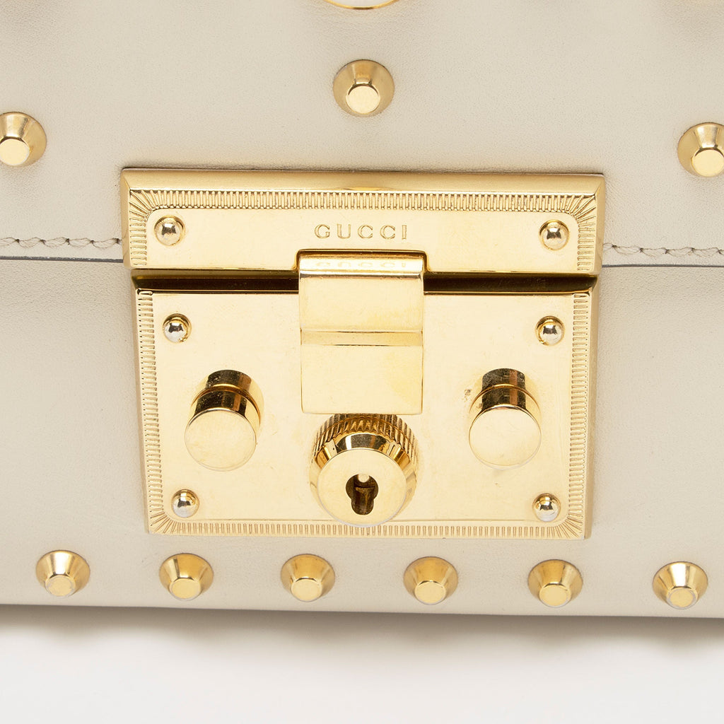 Gucci Pearl Embellished Leather Padlock Small Shoulder Bag (SHF-2JmpQy)