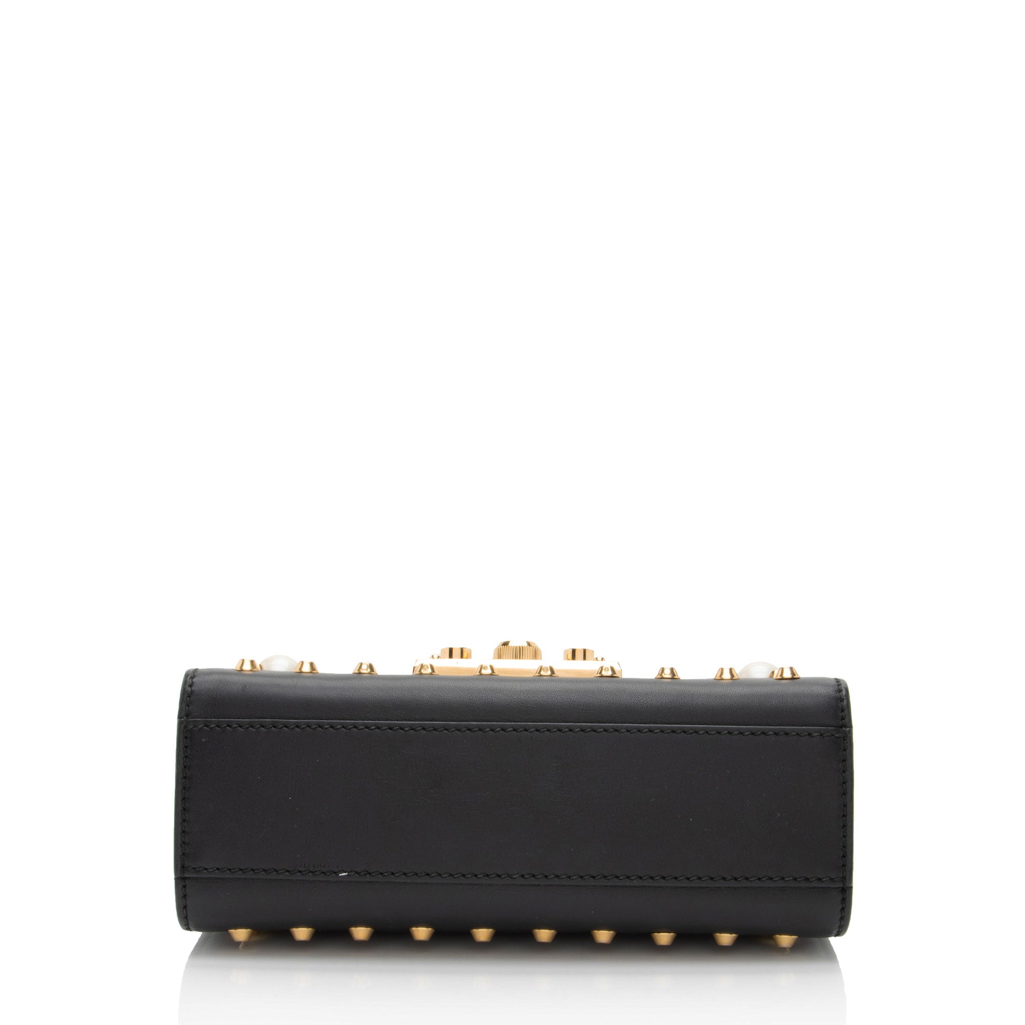 Gucci Pearl Embellished Leather Padlock Small Shoulder Bag