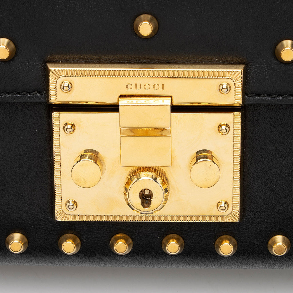 Gucci Pearl Embellished Leather Padlock Small Shoulder Bag
