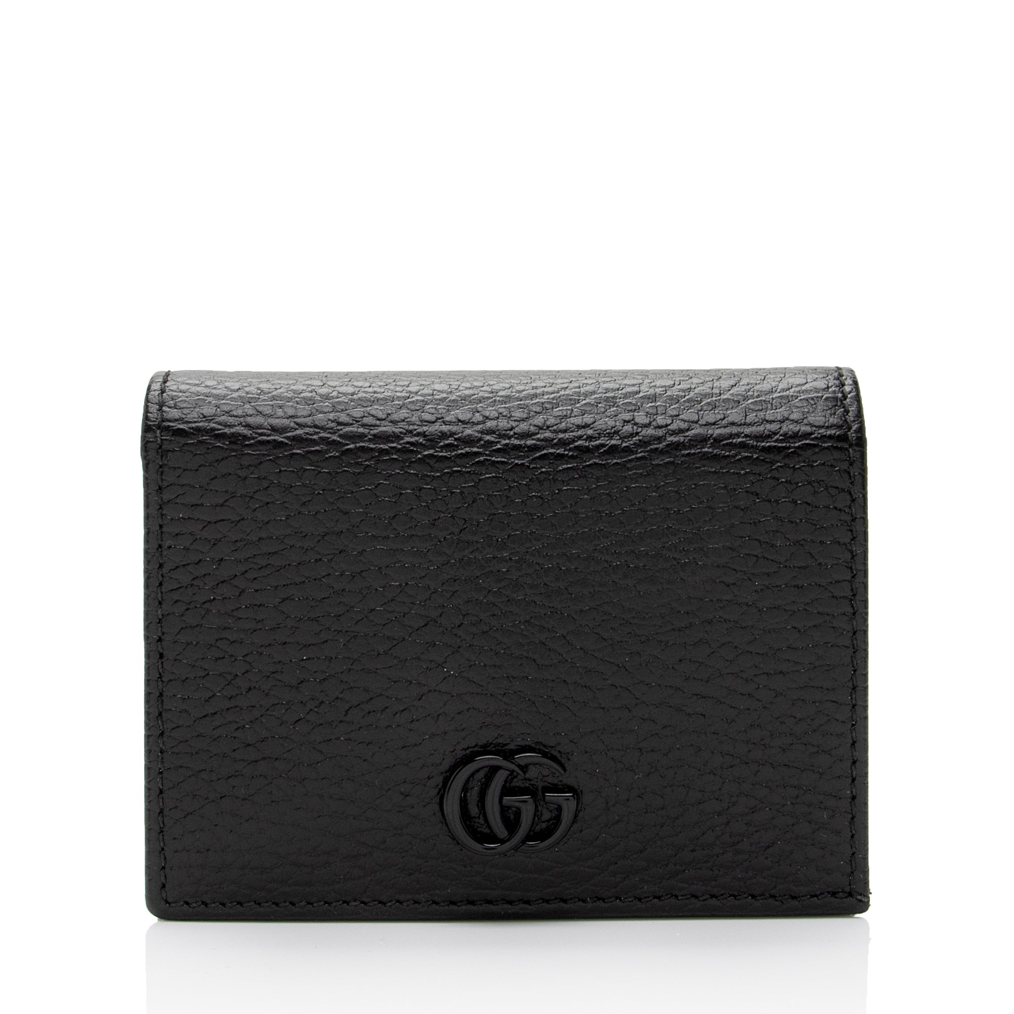 Gucci Pebbled Leather GG Marmont Card Case Wallet (SHF-dXo42g)
