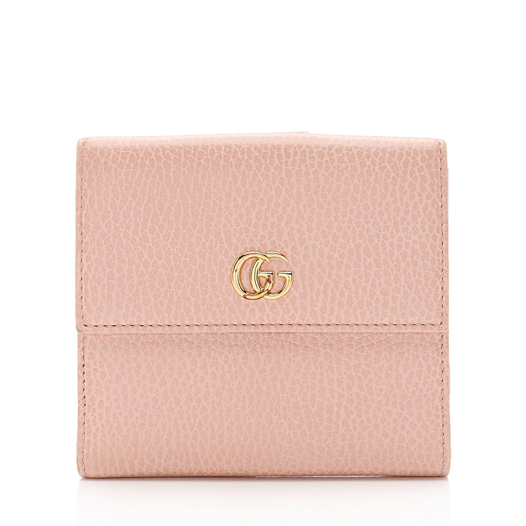 Gucci Pebbled Leather GG Marmont French Wallet (SHF-9hNv9T)