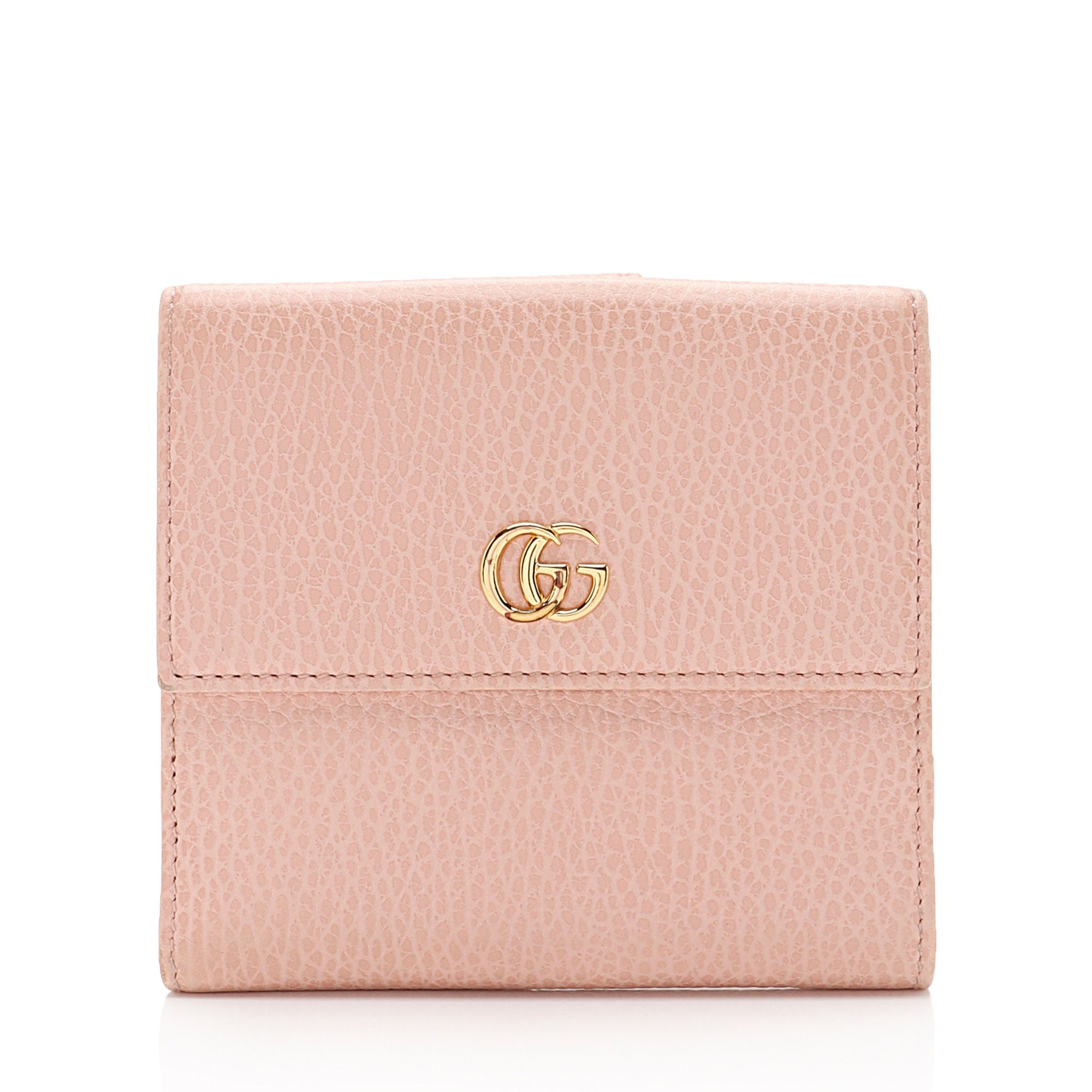 Gucci Pebbled Leather GG Marmont French Wallet (SHF-9hNv9T)