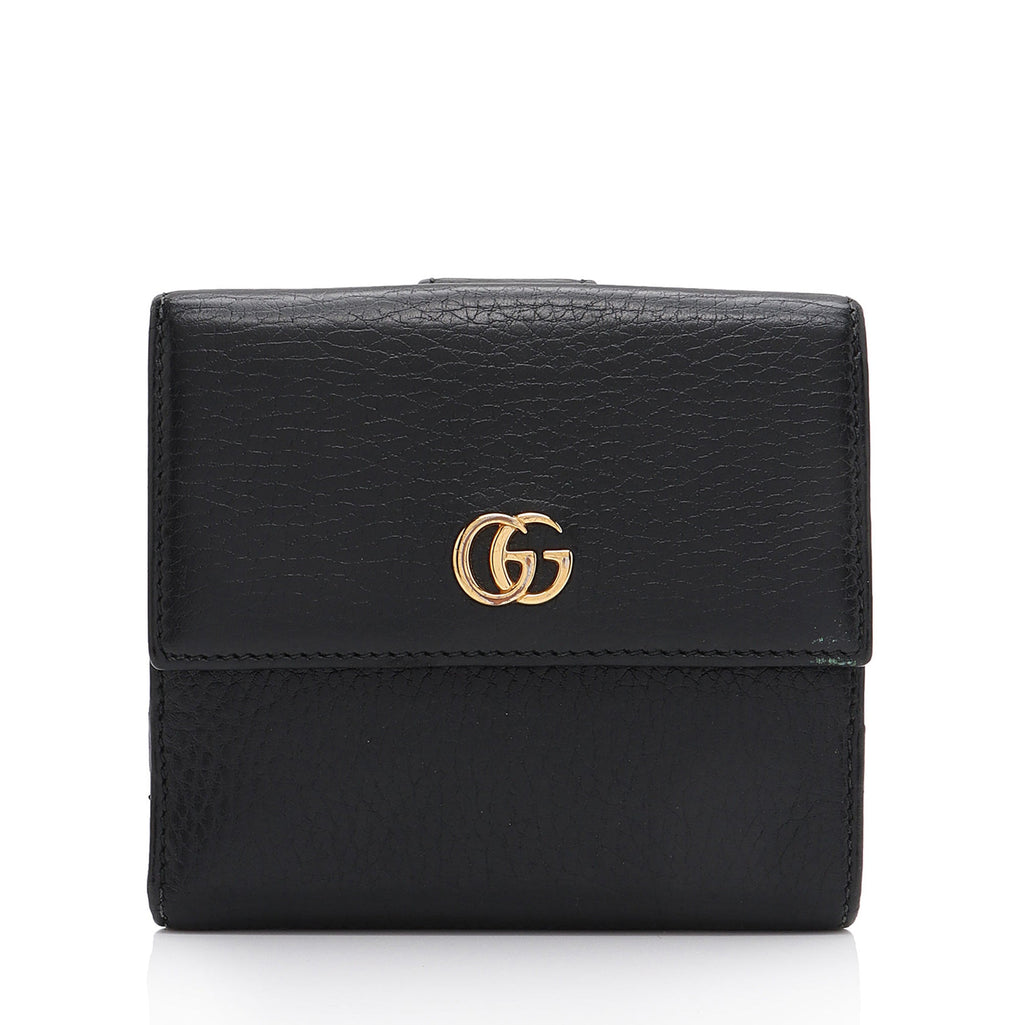 Gucci Pebbled Leather GG Marmont French Wallet (SHF-t6gHZo)