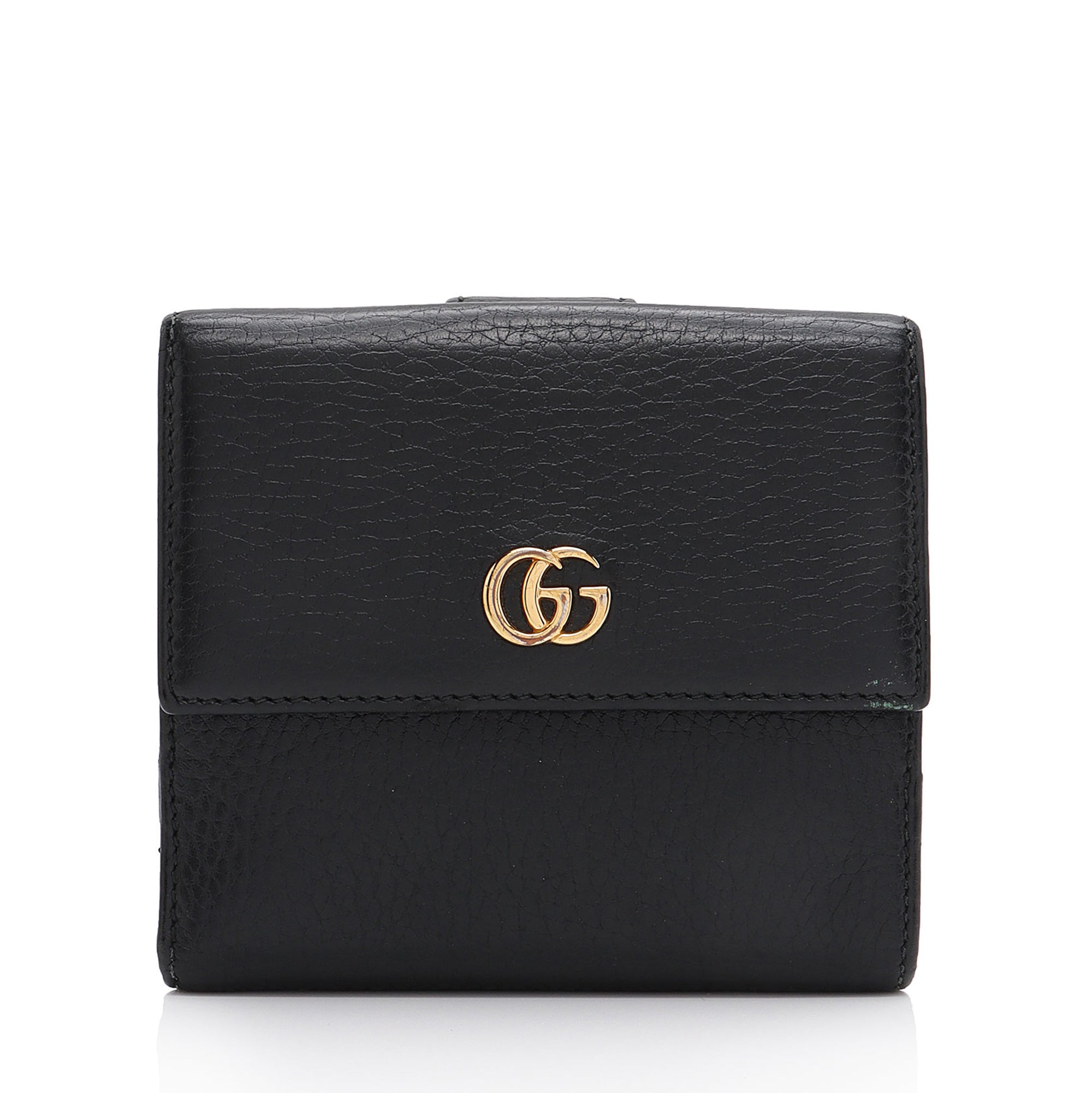 Gucci Pebbled Leather GG Marmont French Wallet (SHF-t6gHZo)