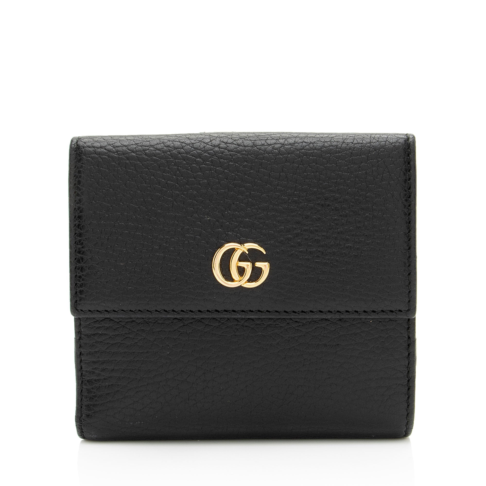 Gucci Pebbled Leather GG Marmont FrLBch Wallet