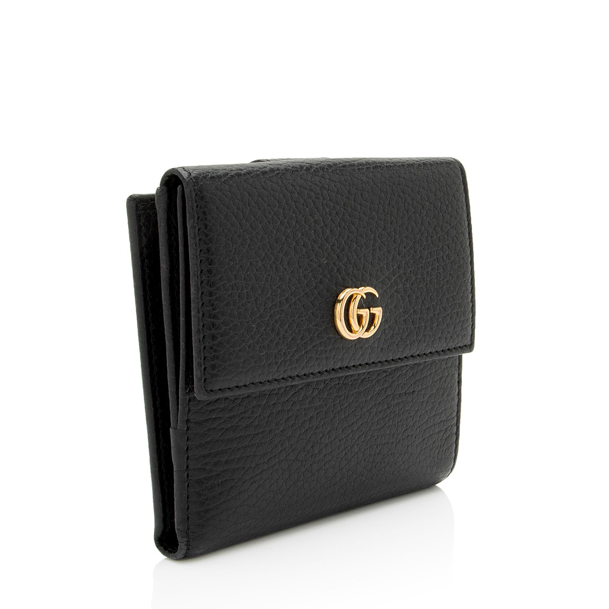 Gucci Pebbled Leather GG Marmont FrLBch Wallet
