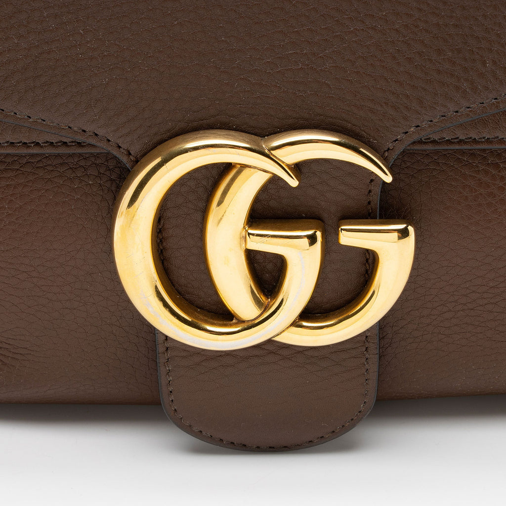 Gucci Pebbled Leather GG Marmont Shoulder Bag (SHF-h48Iia)