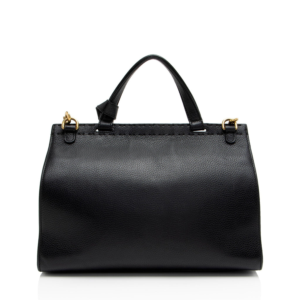 Gucci Pebbled Leather GG Marmont Top Handle