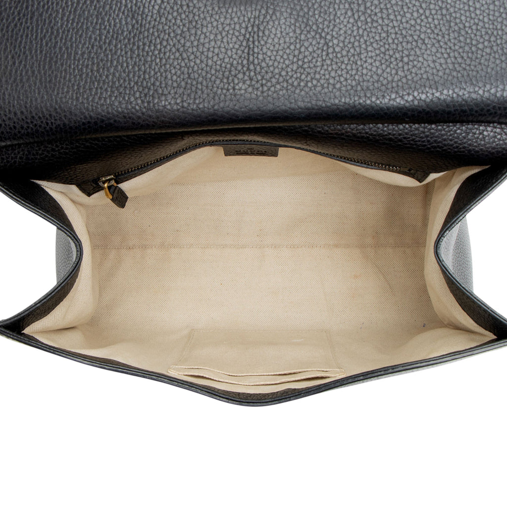 Gucci Pebbled Leather GG Marmont Top Handle