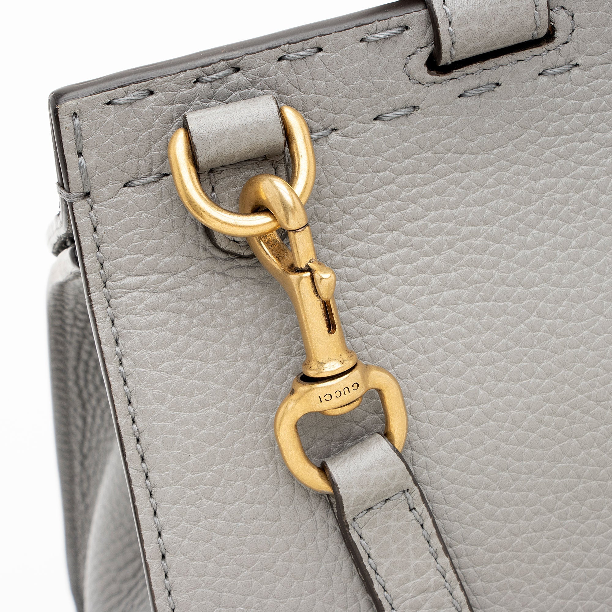 Gucci Pebbled Leather GG Marmont Top Handle