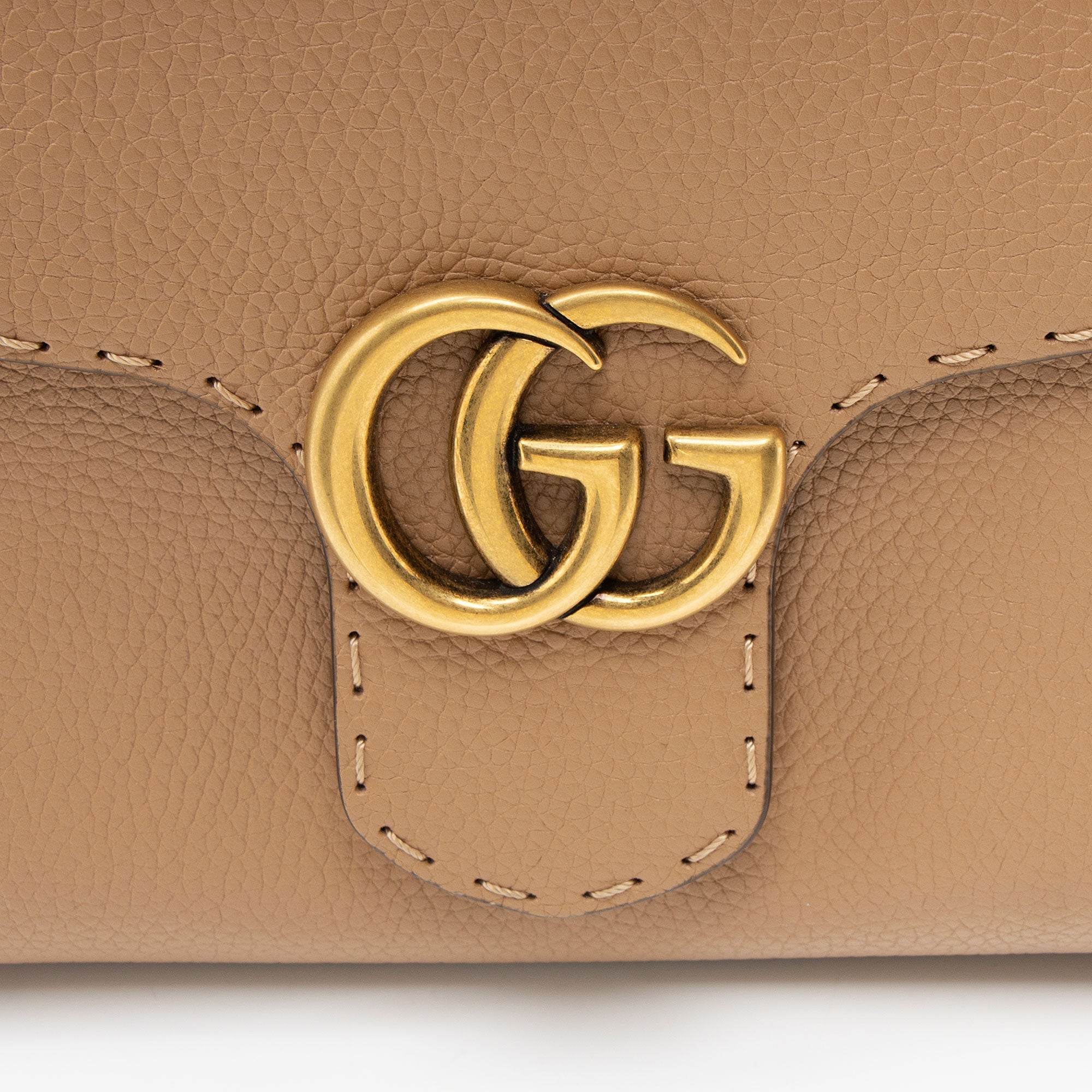 Gucci Pebbled Leather GG Marmont Top Handle