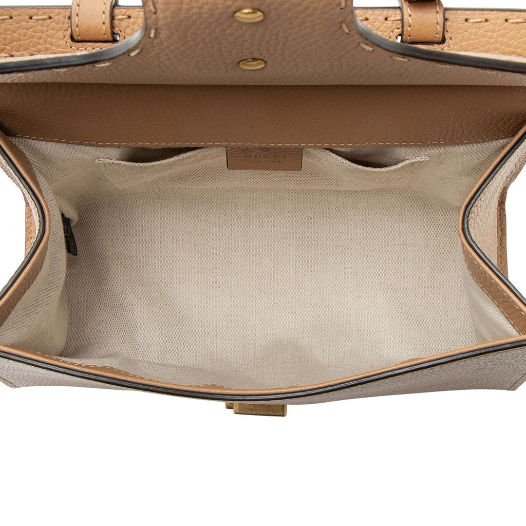 Gucci Pebbled Leather GG Marmont Top Handle