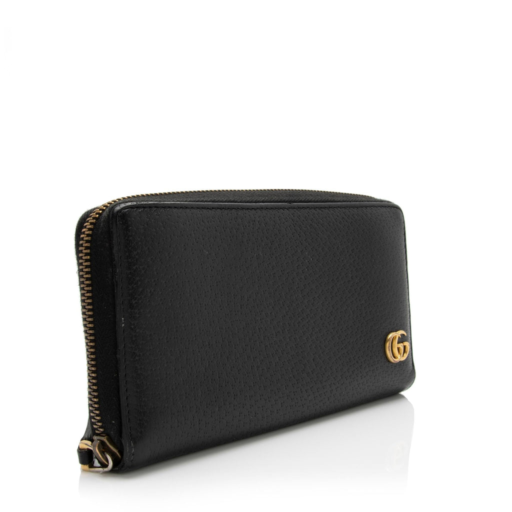 Gucci Pebbled Leather GG Marmont Zip Around Wallet (SHF-TFlGE9)