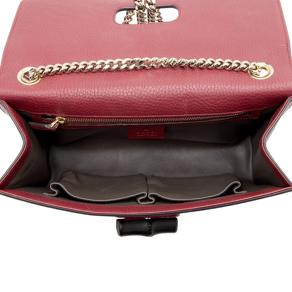 Gucci Pebbled Leather Miss Bamboo Medium Crossbody