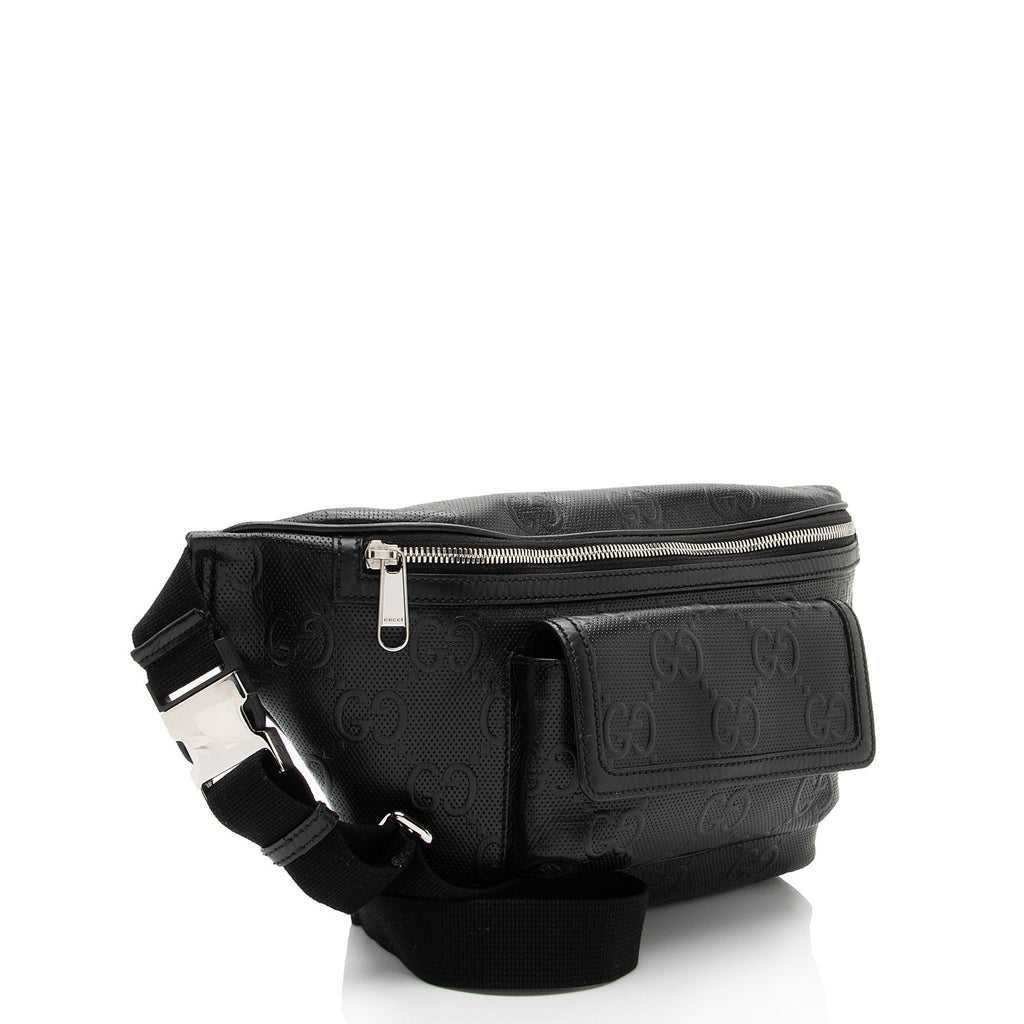 Gucci Perforated Embossed Leather GG Pocket Belt Bag (SHF-TJNqCI)