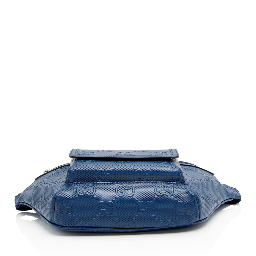 Gucci GG Perforated Embossed Leather Pocket Belt Bag