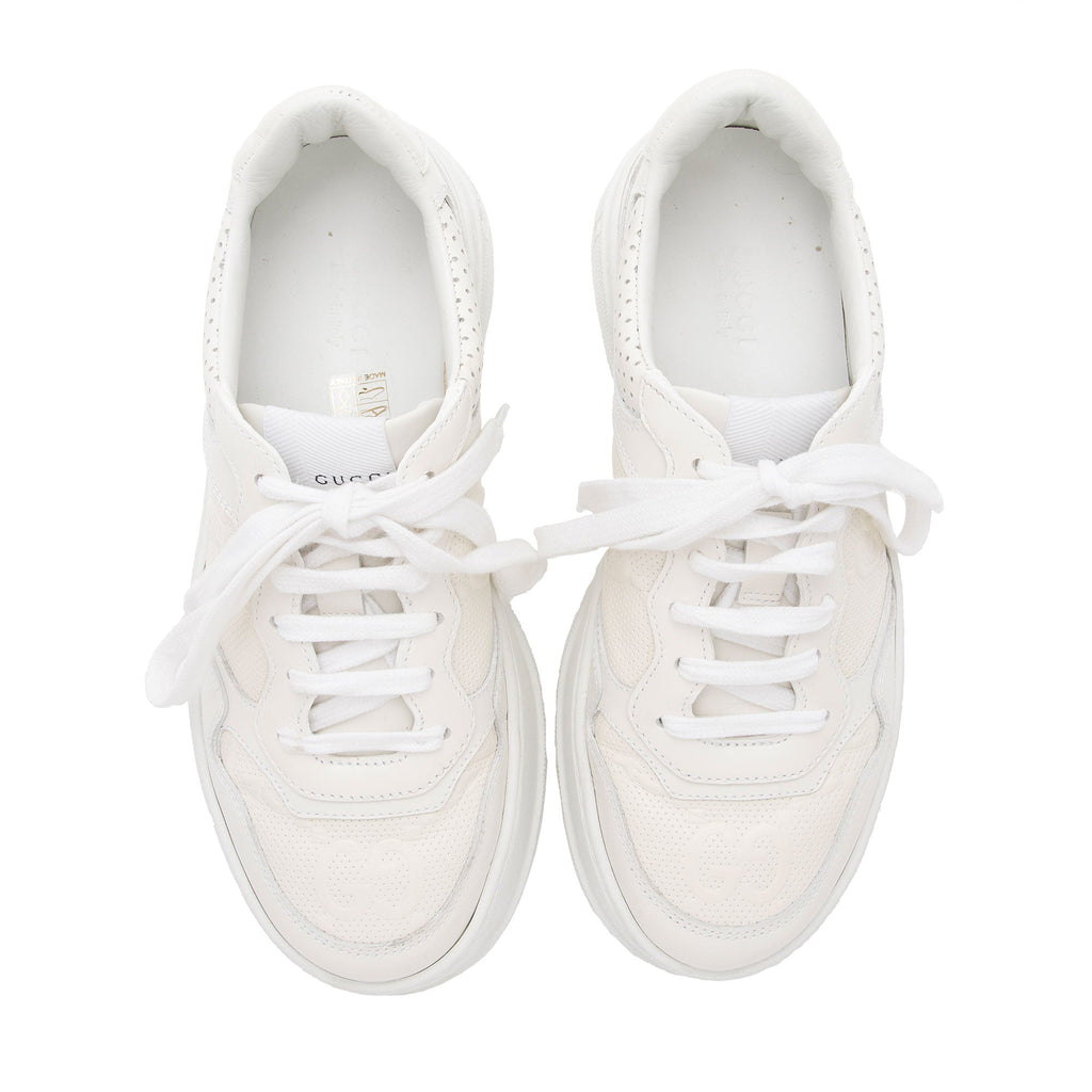 Gucci Perforated Leather GG Platform Sneakers - Size 7.5 / 37.5 (SHF-AJejAw)