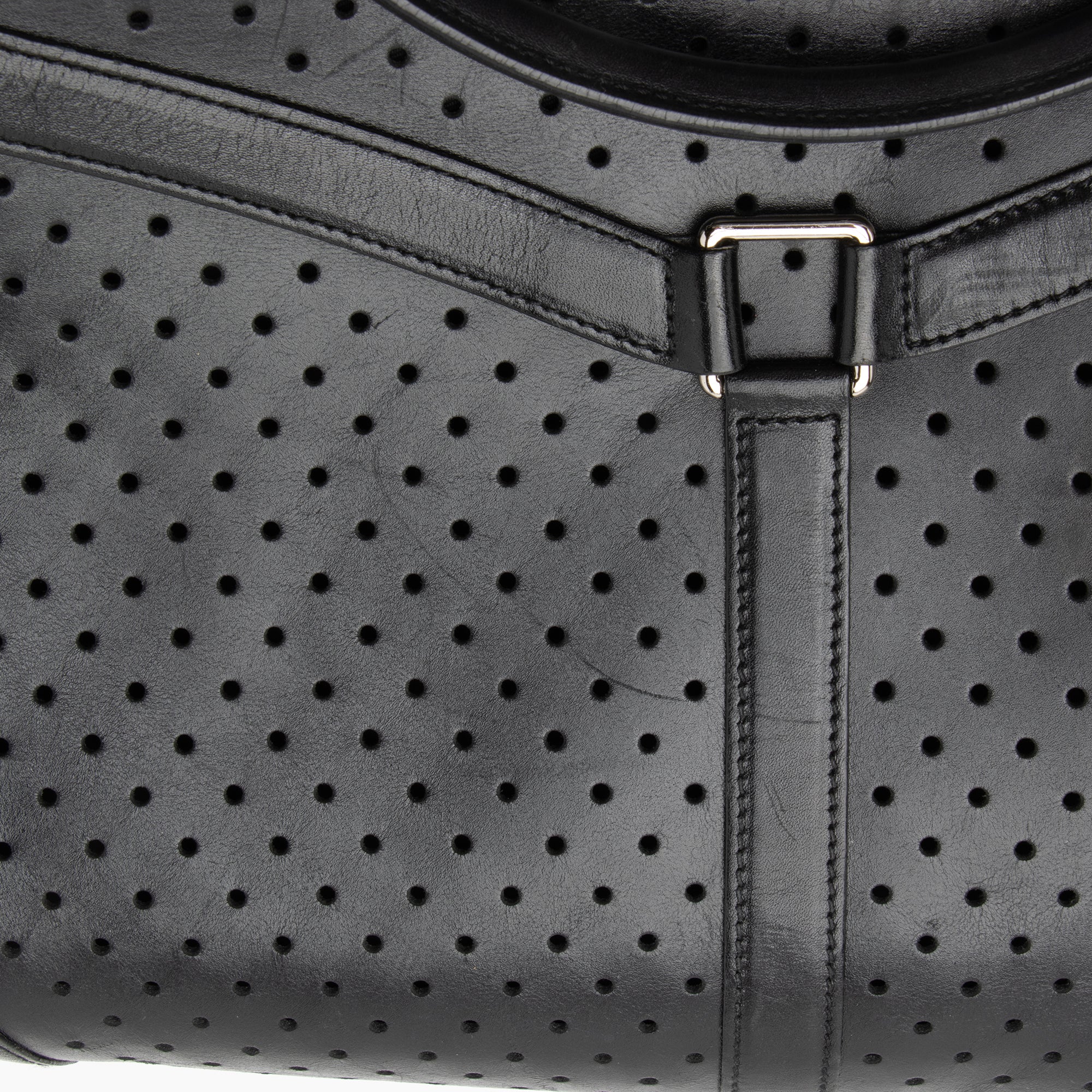 Gucci Perforated Leather Interlocking G Reins Satchel (SHF-23526)