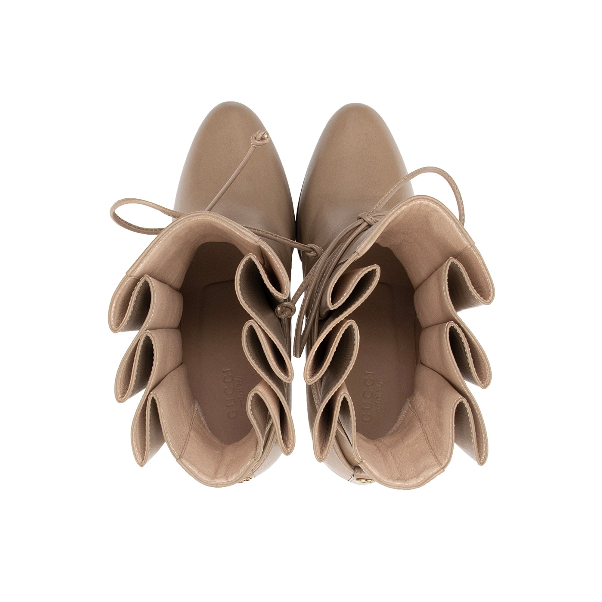 Gucci Pleated Leather Indya Ankle Boots - Size 7 / 37 (SHF-23644)