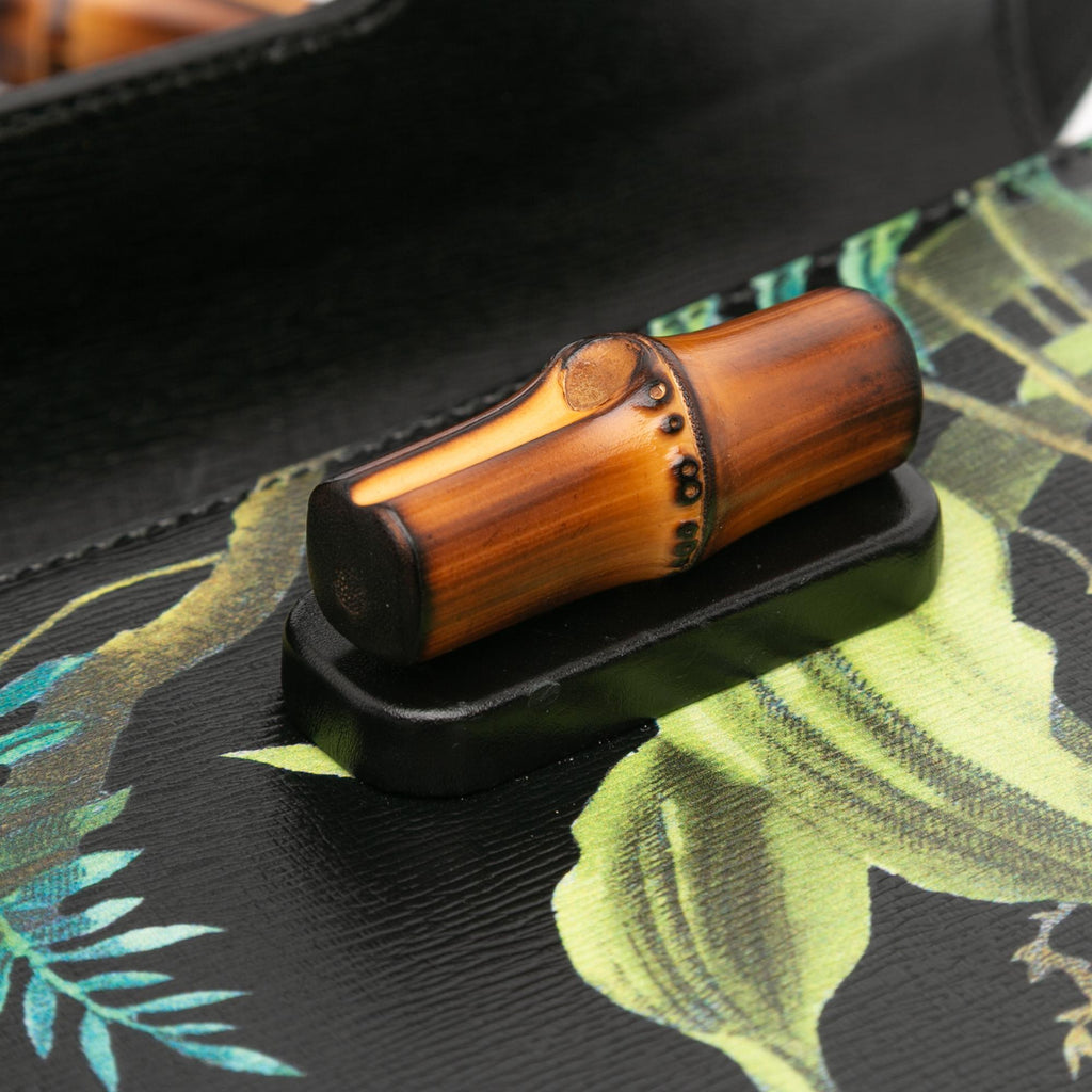 Gucci Printed Calfskin Tropical Bamboo Night Satchel