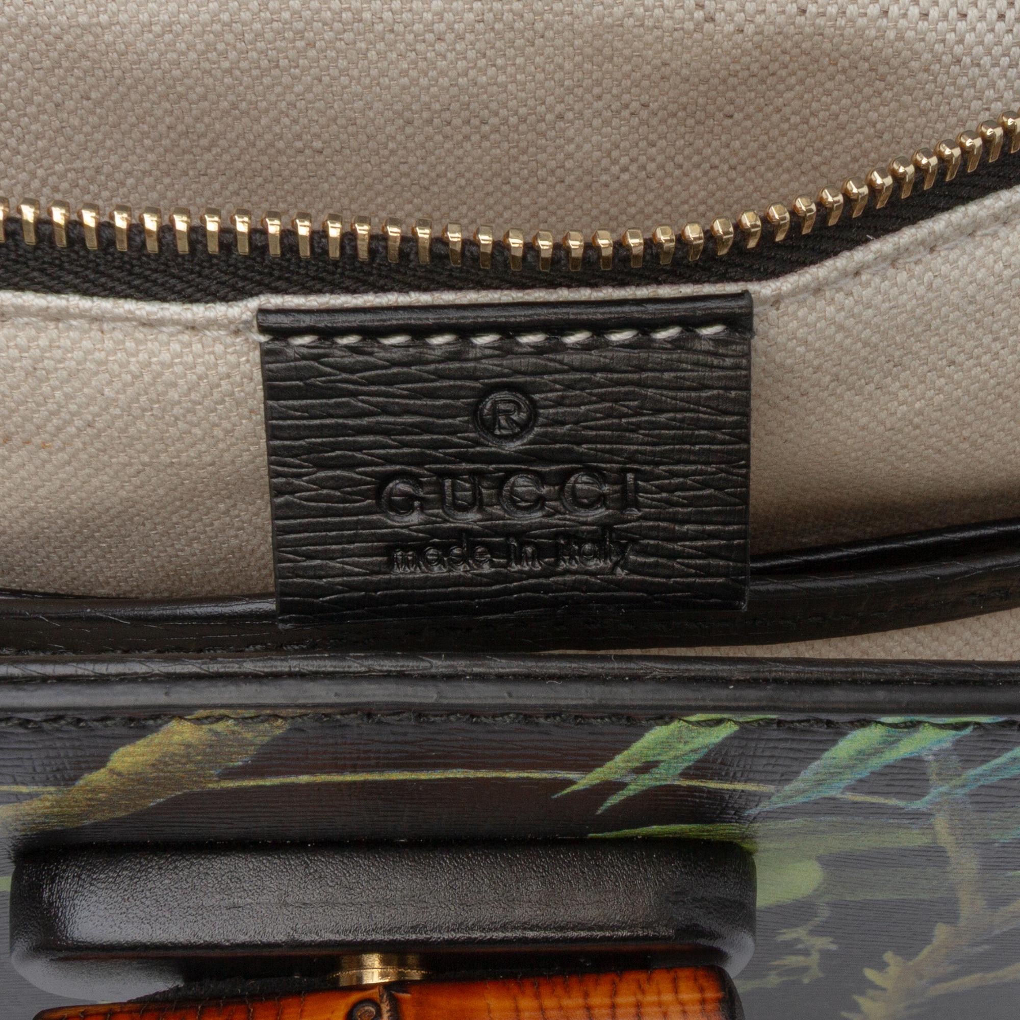 Gucci Printed Calfskin Tropical Bamboo Night Satchel