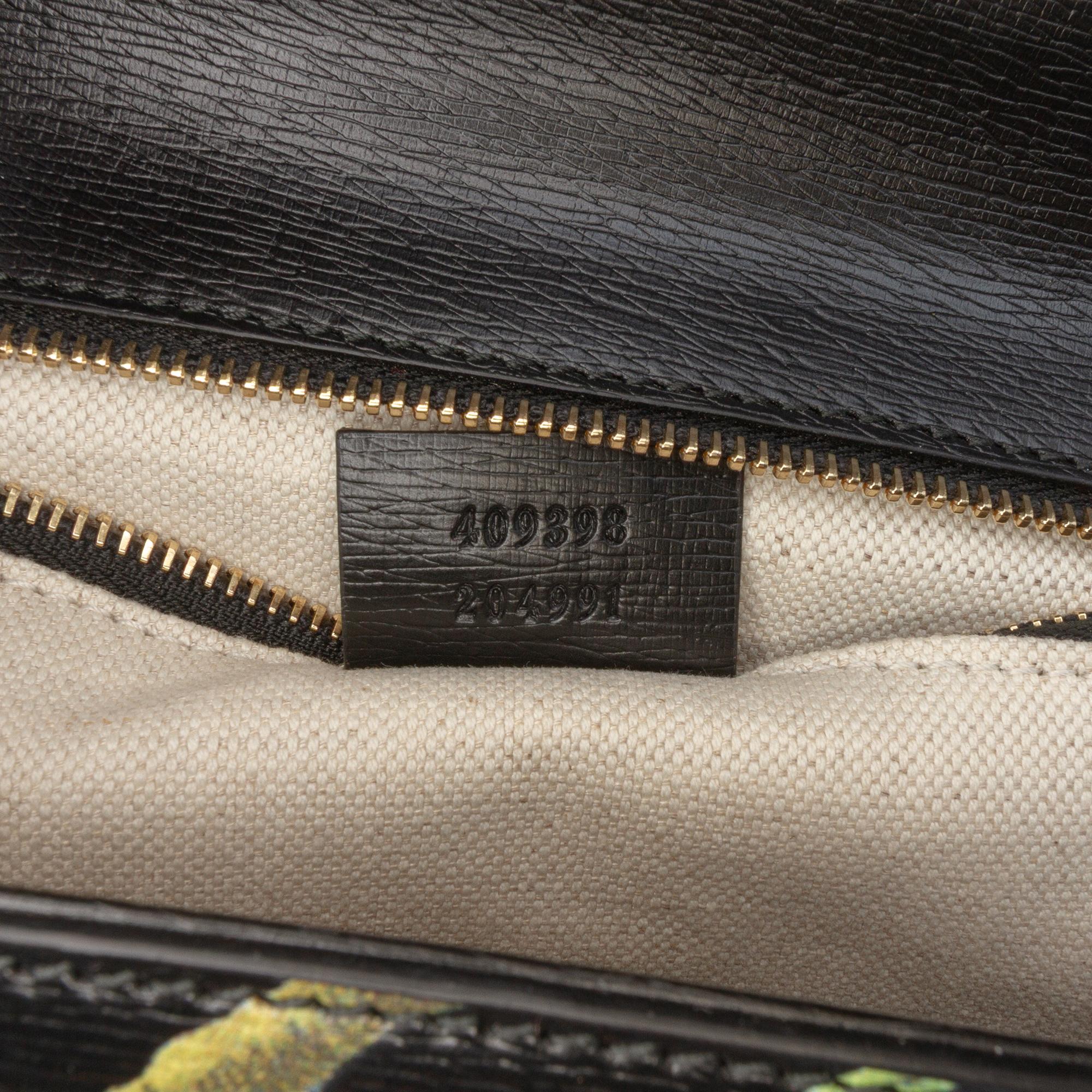 Gucci Printed Calfskin Tropical Bamboo Night Satchel