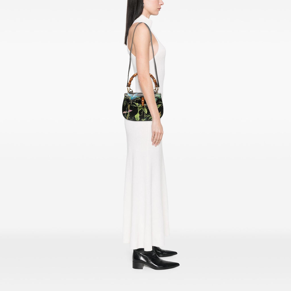 Gucci Printed Calfskin Tropical Bamboo Night Satchel